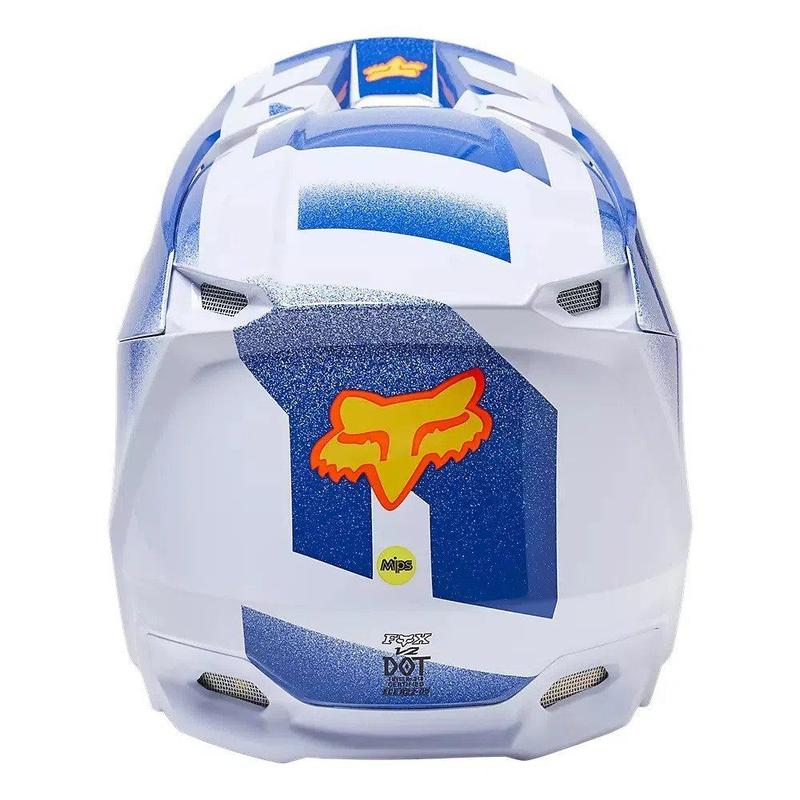 Capacete Fox MX V2 Rkane Laranja/Azul - Capacete de Moto